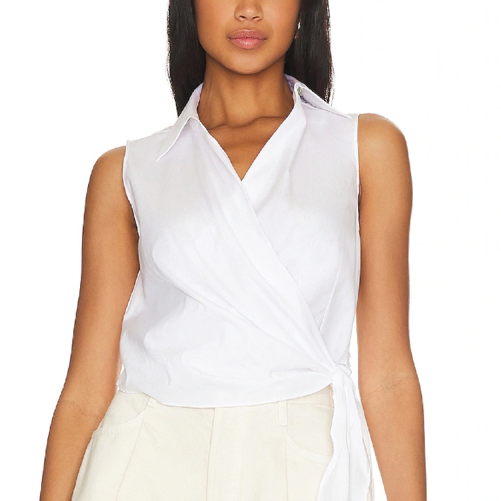 Vince, white sleeveless, size 6 wrap top